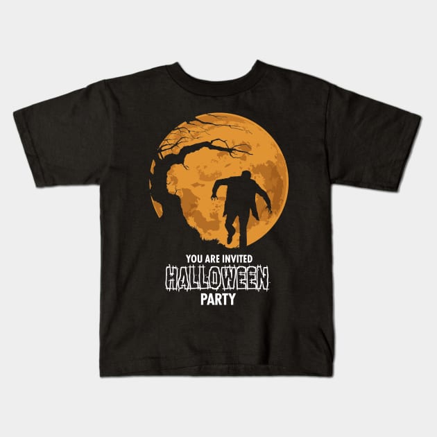 You Are Invited Halloween Party Kids T-Shirt by KewaleeTee